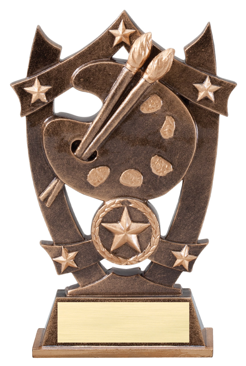 Shield Star Hockey Trophy Solid Resin Free Engraving