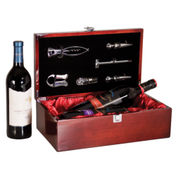 ROSEWOOD PIANO FINISH WINE BOX WITH TOOLS