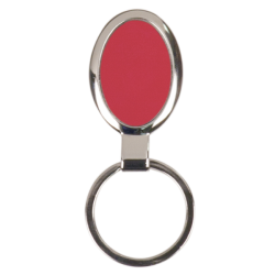 RED OVAL LASERABLE METAL KEYCHAIN