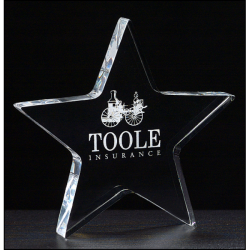 Star Paperweight in 3/4" thick clear acrylic