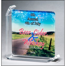 Sublimatable glass award with acrylic stand