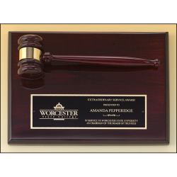 Rosewood stained piano finish gavel plaque