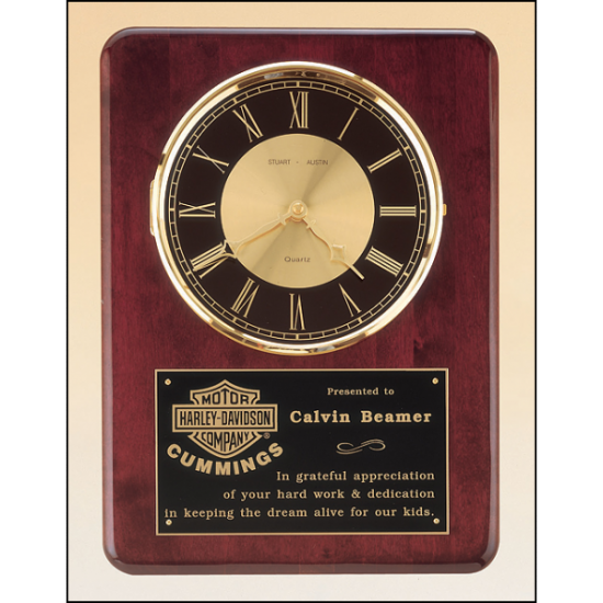 Rosewood stained piano finish vertical wall clock