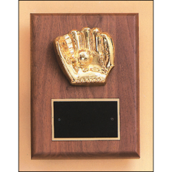 Baseball casting solid walnut plaque